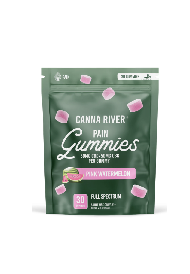Canna River Full Spectrum Pain Gummies 50mgCBD/50mg CBG 30 gummies Pink Watermelon